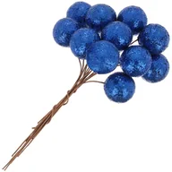 Ozdoby bożonarodzeniowe - [680140] Kulki brokatowe na druciku 2,5cm 12szt granatowe - miniaturka - grafika 1