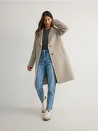 Płaszcze damskie - Reserved - Płaszcz z domieszką wełny - green spruce - miniaturka - grafika 1