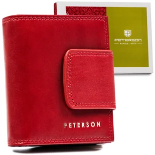 Skórzany portfel damski z systemem RFID Protect Peterson, czerwony - Portfele - miniaturka - grafika 1