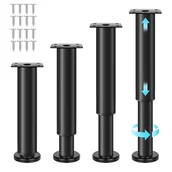 Zawiasy, okucia i inne akcesoria - Zestaw 4 regulowanych, metalowych nóżek meblowych w kolorze czarnym - regulowana wysokość 18-30 cm - udźwig 600 kg - miniaturka - grafika 1