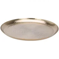Tace i patery - H&S Decoration Taca metalowa okrągła złota 24,5 cm - miniaturka - grafika 1