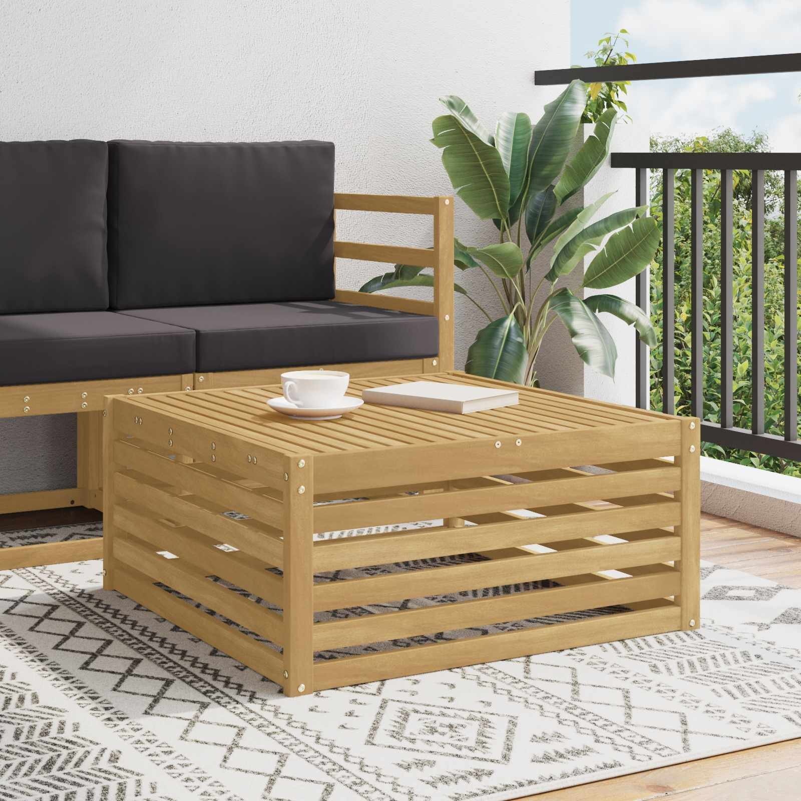 vidaXL Garden4You Stół na Zewnątrz Lite Drewno Akacji Biały 79 x 79 x 37 cm