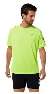 Koszulki męskie - Męska Koszulka Do Biegania Asics Icon Ss Top | Hazard Green/Graphite Grey- Rozmiar Xxl - grafika 1