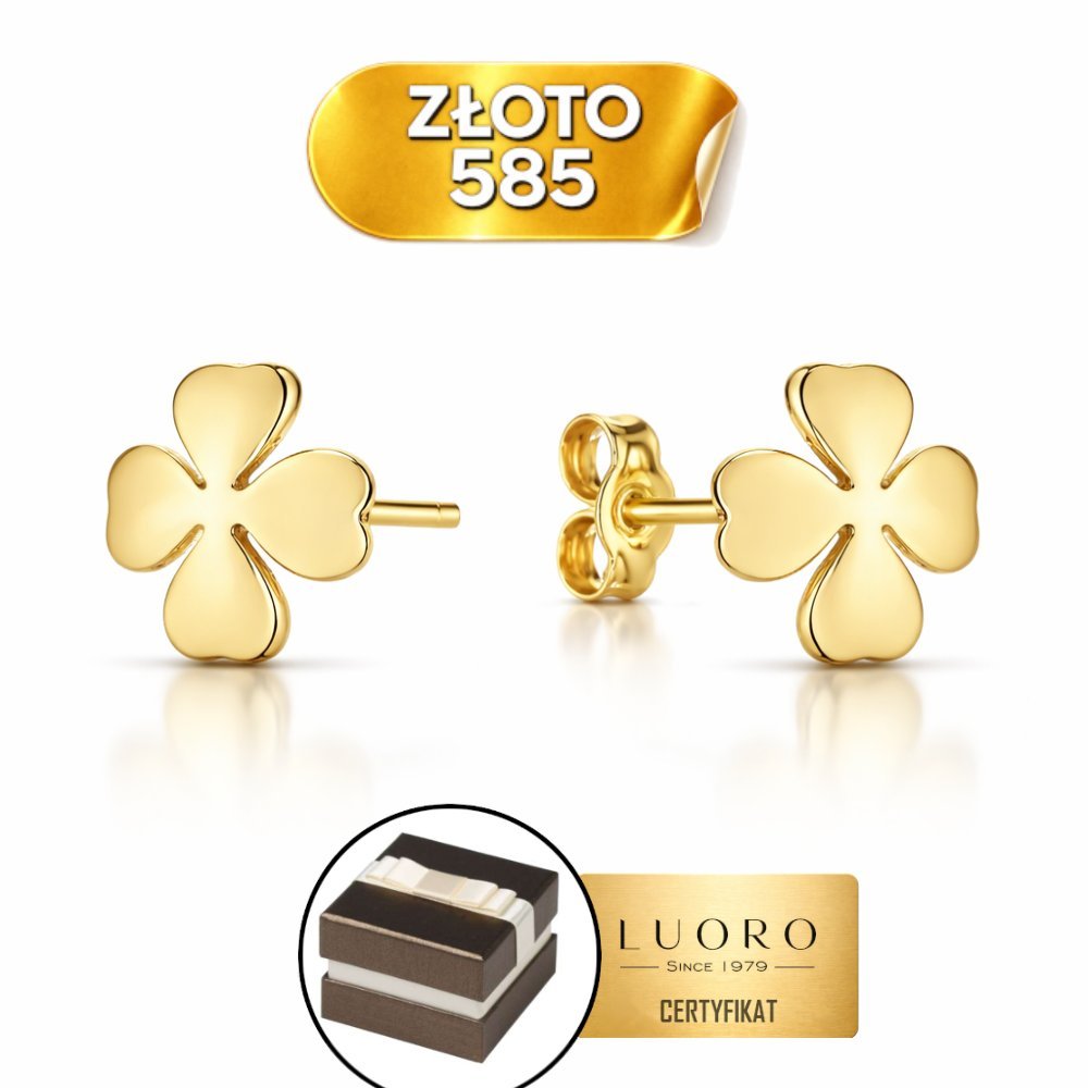 KOLCZYKI ZŁOTE 585 14K KONICZYNKI GŁADKIE NA SZTYFCIE 7,5 MM ELEGANCKIE