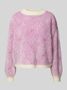 Sweter z dzianiny o luźnym kroju z abstrakcyjnym fakturowanym wzorem model ‘JENNA’ - Swetry damskie - miniaturka - grafika 1