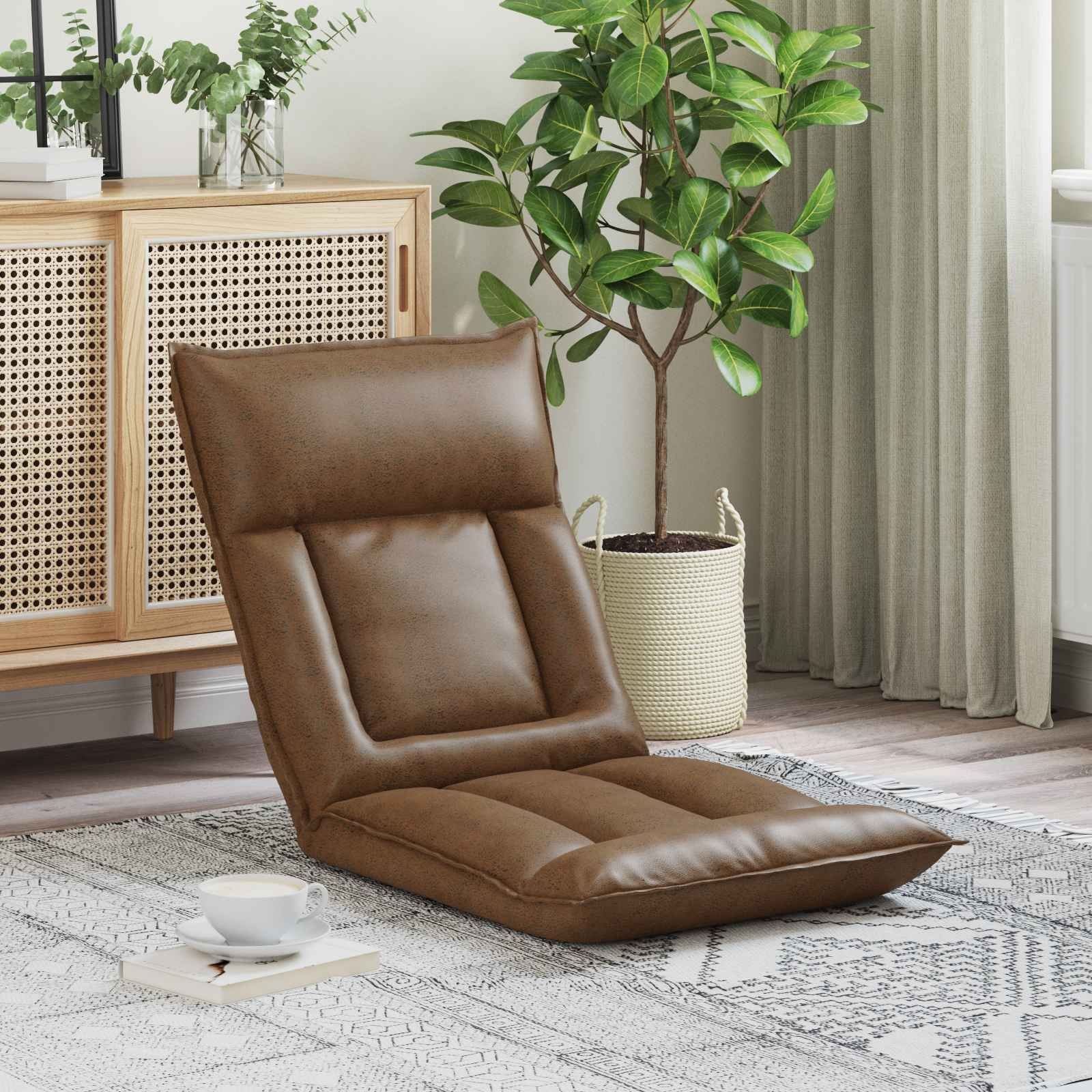 vidaXL vidaXL Krzesło na podłogę Brązowy 55 x 61 x 70 cm tkanina