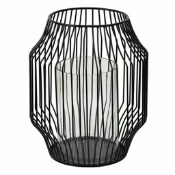Metalowy Lampion Czarny A Clayre & Eef - Świeczniki - miniaturka - grafika 1