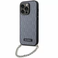 Etui i futerały do telefonów - Karl Lagerfeld KLHCP14XSACKLHPG iPhone 14 Pro Max 6.7" srebrny/silver hardcase Saffiano Monogram Chain - miniaturka - grafika 1