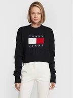 Swetry damskie - Tommy Jeans Sweter Center Flag DW0DW14261 Czarny Boxy Fit - miniaturka - grafika 1