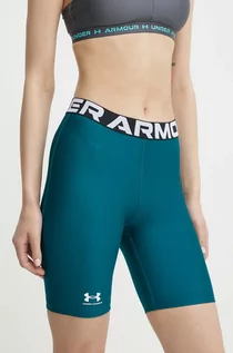 Spodenki damskie - Under Armour szorty treningowe HG Authentics kolor zielony z nadrukiem medium waist - grafika 1