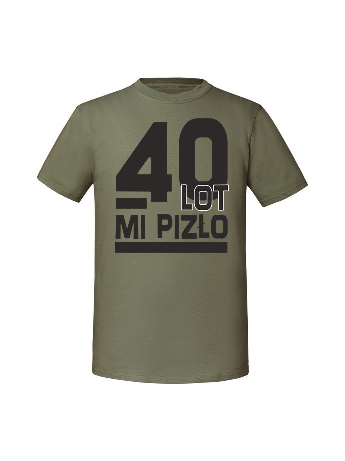 Męska koszulka z nadrukiem - 40 LOT MI PIZŁO Olive L