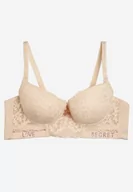 Biustonosze - Jasnobeżowy Koronkowy Biustonosz Push-Up z Ozdobną Zawieszką i Cyrkoniami Verenia - miniaturka - grafika 1