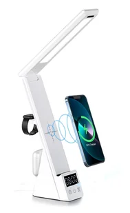 Bezprzewodowa składana ładowarka do telefonu lampa biurowa lampka BIAŁA - Lampy stojące - miniaturka - grafika 1