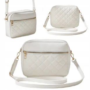 Torebka damska Biała mała Listonoszka na ramię Pikowana Na pasku WALENTYNKI - Torebki damskie - miniaturka - grafika 1