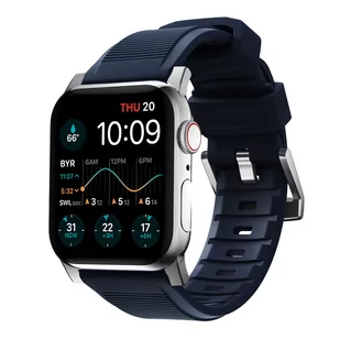 NOMAD Rugged Band - Wytrzymały Pasek do Apple Watch 45 / 49 mm, Atlantic Blue, Srebrny - Akcesoria do smartwatchy - miniaturka - grafika 1