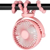 Wentylatory - Miniaturowy, przenośny wentylator do wózka, obracający się o 360°, odpowiedni do fotelików samochodowych, łóżeczek i bieżni, różowy - miniaturka - grafika 1