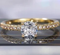 Pierścionki - Złoty Pierścionek z Brylantem Rozmiar 14 Cyrkonia ze Stali Chirurgicznej - miniaturka - grafika 1