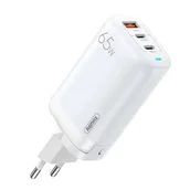 Ładowarki do telefonów - Ładowarka sieciowa Remax, RP-U55, 2x USB-C, USB, 65W (biała) - miniaturka - grafika 1