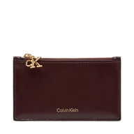 Portfele - Etui na karty kredytowe Calvin Klein Ck Zip Cardcase 6Cc LV04F1076G Bordowy - miniaturka - grafika 1