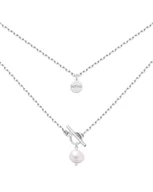 Łańcuszki - Srebrny masywny łańcuszek z naturalną perłą - miniaturka - grafika 1