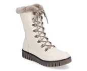 Botki damskie - Botki damskie Rieker zimowe ocieplane ze skóry naturalnej beżowe Y3405-39 - miniaturka - grafika 1