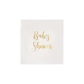 Dekoracje i nakrycia stołu na imprezę - Serwetki ze złotym napisem baby shower, 33x33cm, 20szt - miniaturka - grafika 1