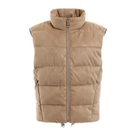 Kamizelki damskie - Damska Kamizelka pikowana GUESS JOLE SUEDE PUFFER VEST W3YN38WFIY0-A10L – Beżowy - miniaturka - grafika 1