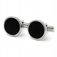 Spinki do mankietów i krawatów - Spinki do mankietów okrągłe - czarne - miniaturka - grafika 1