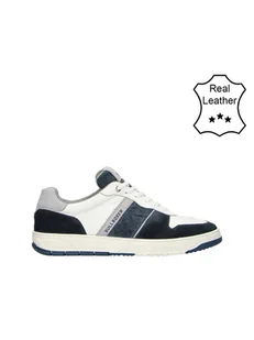 Bullboxer Skórzane sneakersy w kolorze granatowo-białym - Trampki męskie - miniaturka - grafika 1