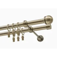 Karnisze - Karnisz DECASTYL Gałka Max podwójny z kółkami FI 19 mm 480 cm Mosiądz antyczny - miniaturka - grafika 1