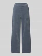 Spodnie damskie - Spodnie z szeroką nogawką z mieszanki bawełny - miniaturka - grafika 1
