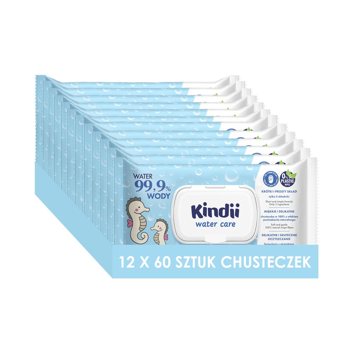 Kindii Water Care Chusteczki 60 szt. - Naturalna pielęgnacja