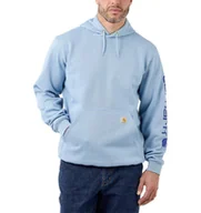 Bluzy męskie - Bluza Carhartt Midweight Signature Sleeve Logo Hooded Sweatshirt ALPINE BLUE - miniaturka - grafika 1