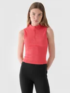 Koszulki sportowe damskie - Damski top slim basic 4F 4FRAW24TSLEF182 - czerwony - miniaturka - grafika 1