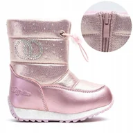 Śniegowce damskie - Śniegowce dziewczęce OCIEPLANE kożuszek WYGODNE lekkie SUWAK róż Wojtyłko - miniaturka - grafika 1