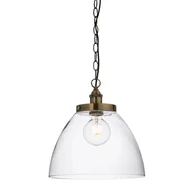 Lampy sufitowe - Wisząca lampa nad stół Hansen Grand 102926 szklana mosiądz przezroczysta - miniaturka - grafika 1