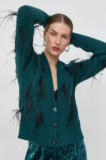 Swetry damskie - Patrizia Pepe kardigan wełniany damski kolor zielony - grafika 1