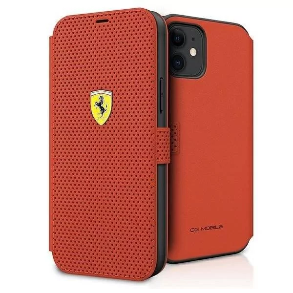 Ferrari FESPEFLBKP12SRE iPhone 12 mini 5,4" czerwony/red book On Track Perforated FER000434