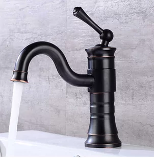 Bateria umywalkowa retro HEMES czarna - czarny - Baterie umywalkowe - miniaturka - grafika 1