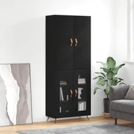 Witryny - vidaXL Witrynka, czarna, 69,5x34x180 cm, materiał drewnopochodny - miniaturka - grafika 1