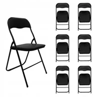 Taborety i hokery - 6SZT Krzesło Składane Ogrodowe Domowe Taboret Catering Metal 6X Leon Czarne - miniaturka - grafika 1