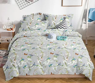 Cotton World Pościel flanelowa 180x200 FLAAB09 szara gałązka ptaki - Pościel - miniaturka - grafika 1