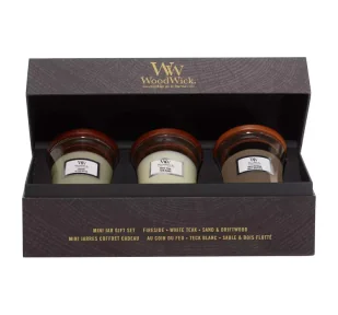 WOODWICK ZESTAW PREZENTOWY ŚWIECE ZAPACHOWE FIRESIDE + WHITE TEAK + SAND & DRIFTWOOD 3x85G - Świece - miniaturka - grafika 1