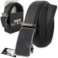 Paski - Pasek męski skórzany klamra automatyczna czarny Beltimore A49 czarny r.115-130 cm - miniaturka - grafika 1