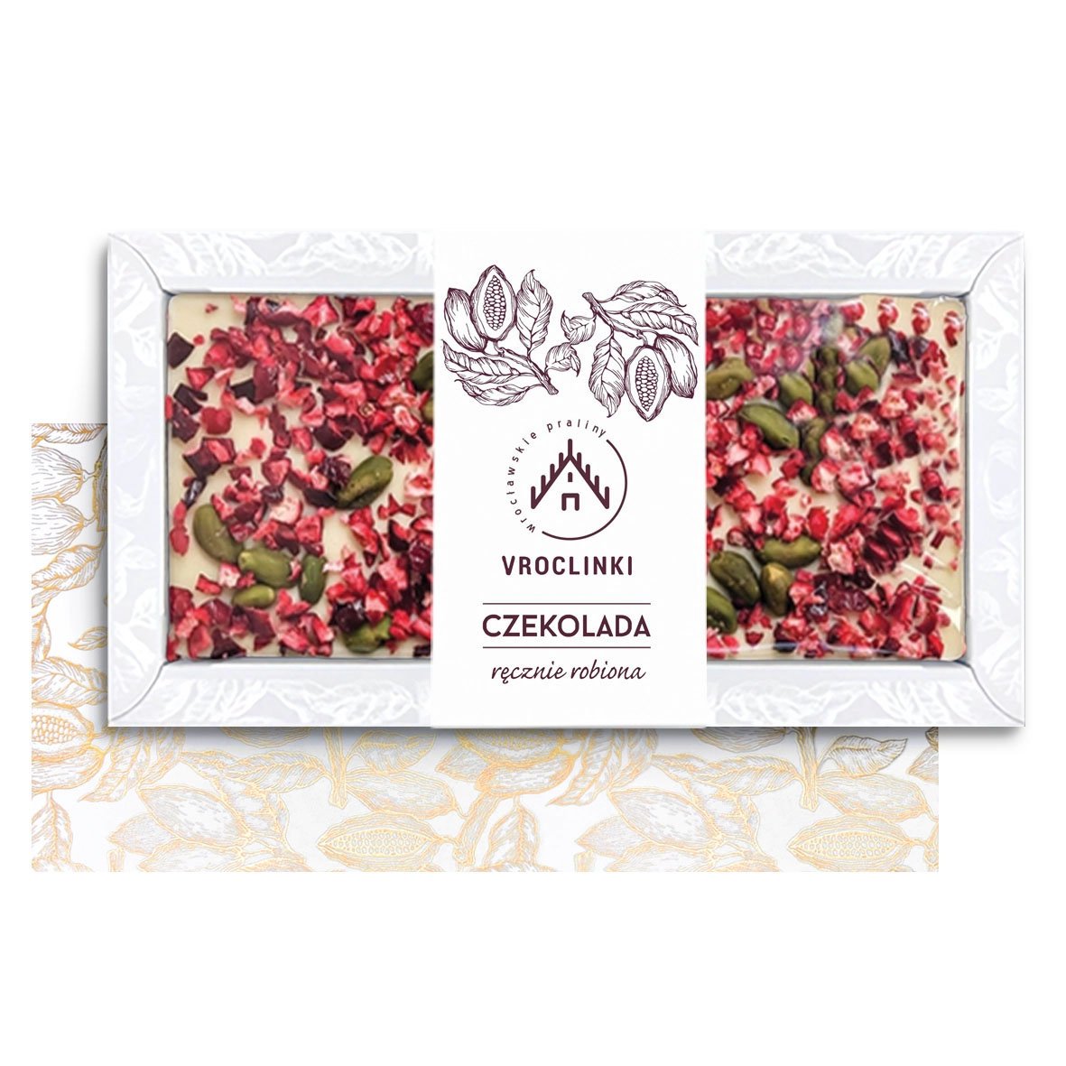 Czekolada Biała z Żurawiną i Pistacjami 80g
