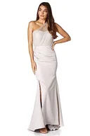 Koszulki i topy damskie - Brooke One Shoulder Tulle Top Maxi Dress with Thigh Split, Silver, EU 42 - miniaturka - grafika 1