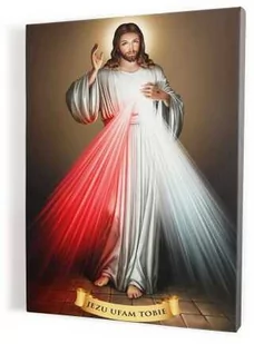 Obraz religijny z Jezusem Miłosiernym, płótno canvas - Ikony i obrazy sakralne - miniaturka - grafika 1