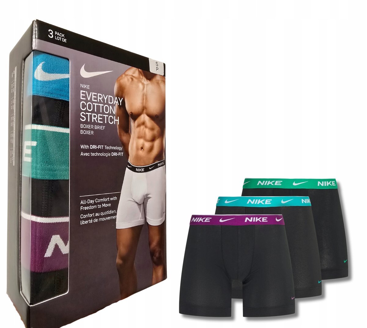 Nike Dri-Fit Everyday Cotton Boxer 3Pak (0000Ke1007-Ewq) S