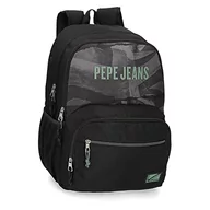 Plecaki - Pepe Jeans Davis plecak szkolny, podwójna przegródka, czarny, 32 x 45 x 16 cm, poliester, 21,6 l - miniaturka - grafika 1