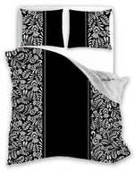 Pościel - Faro Pościel bawełniana 160x200 Glamour 019 czarna biała liście 01 - miniaturka - grafika 1